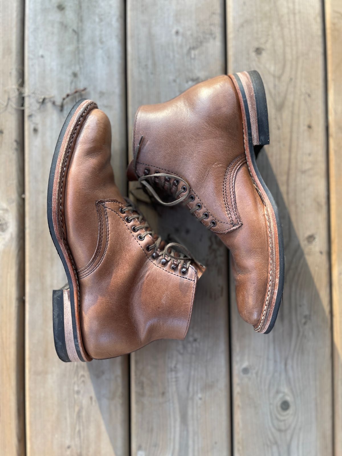 Photo by boottherapy on March 5, 2023 of the White's Stevens (Plain Toe) in Horween Natural Chromexcel.