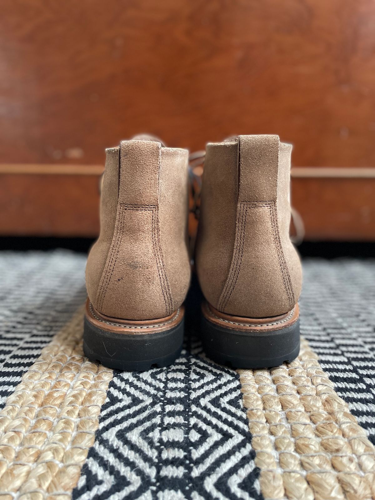 Photo by boottherapy on January 4, 2024 of the Viberg Hiker in Horween Natural Chromexcel Roughout.