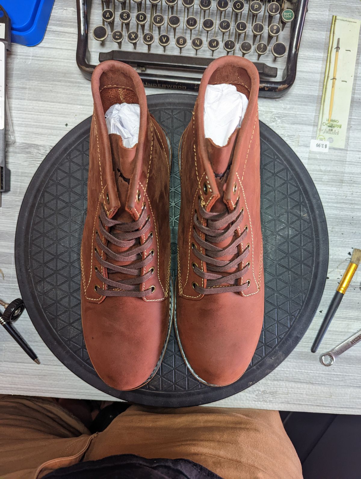 Photo by CallousAim on October 5, 2022 of the Golden Fox Overlord 6" Service Boots III in Burgundy Oiled Full Grain.