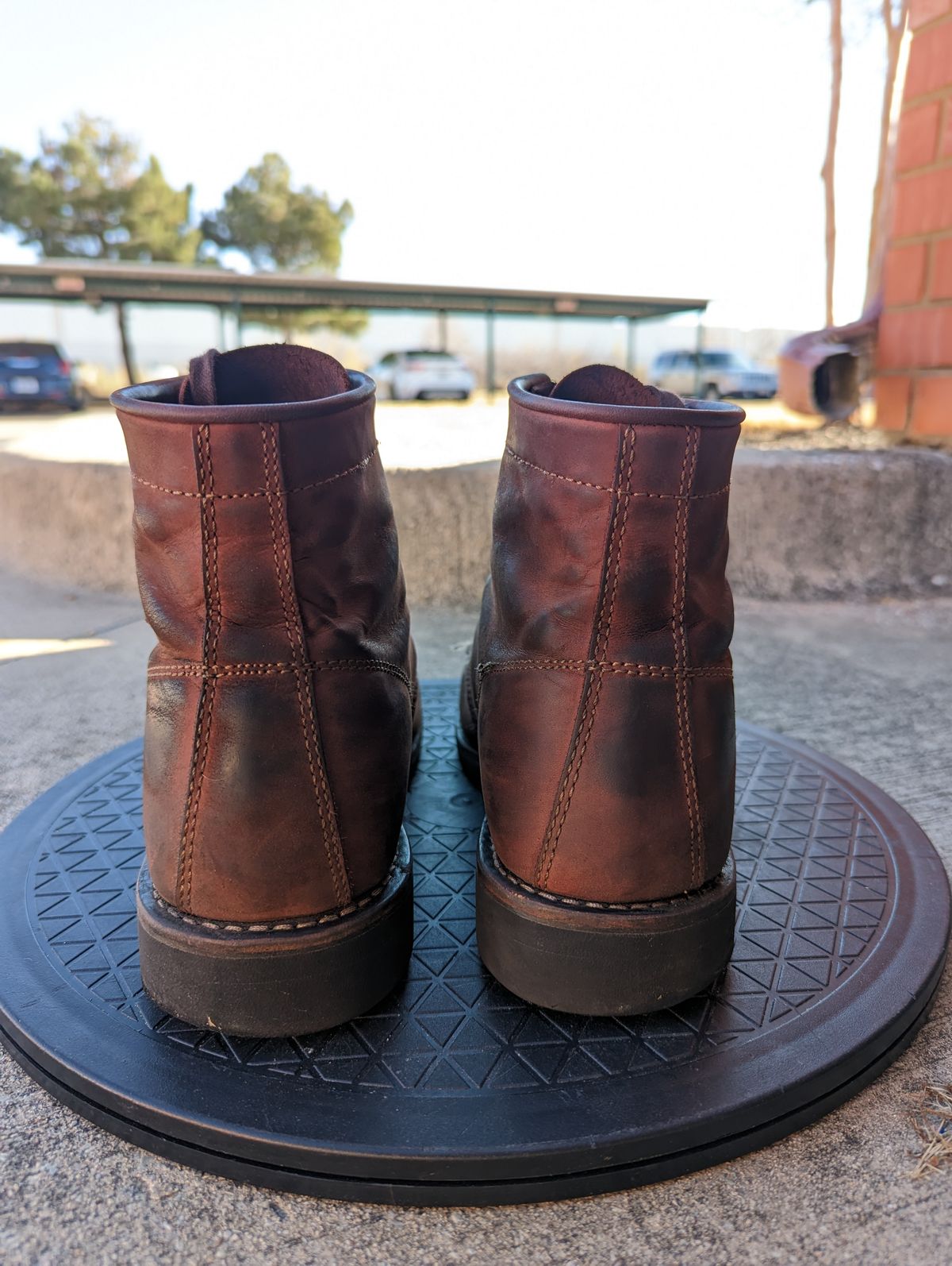 Photo by CallousAim on February 5, 2023 of the Golden Fox Overlord 6" Service Boots III in Burgundy Oiled Full Grain.