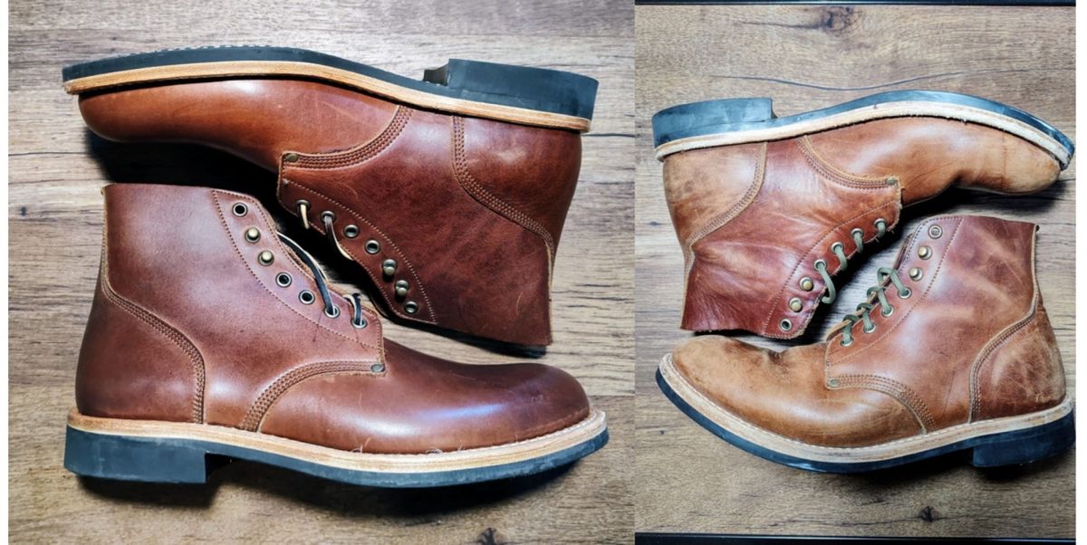 Photo by farroyo81 on April 11, 2025 of the Oak Street Bootmakers Field Boot in Seidel Light Brown Mustang.