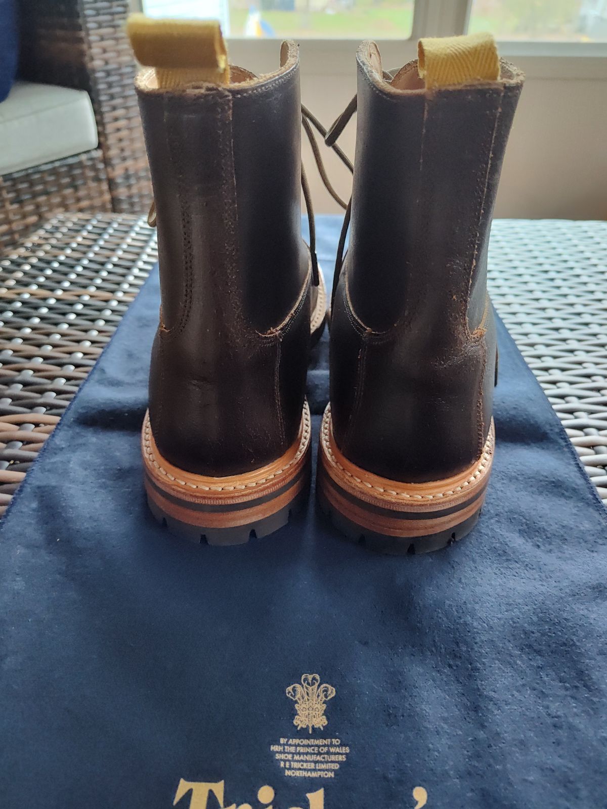 Photo by farroyo81 on November 1, 2023 of the Tricker's Burford Plain Derby Boot in Horween Java Waxed Flesh.