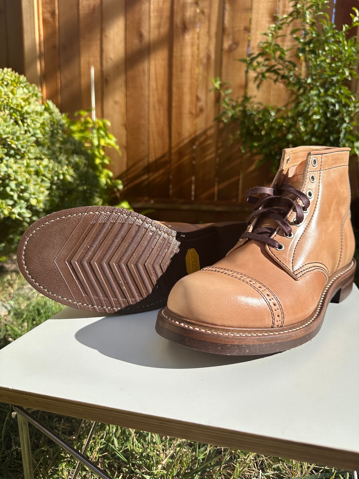 Photo by bankrobber on November 1, 2023 of the John Lofgren Combat Boots in Shinki Natural Shell Cordovan.