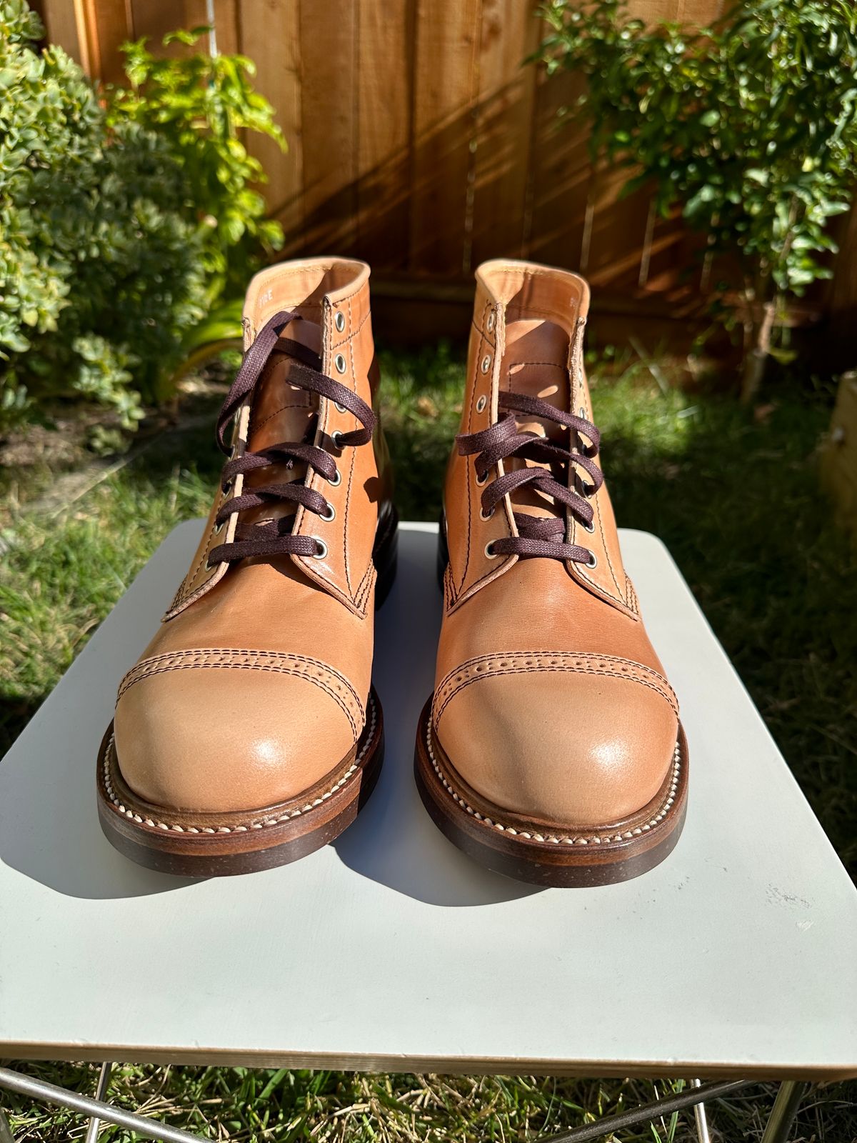 Photo by bankrobber on November 1, 2023 of the John Lofgren Combat Boots in Shinki Natural Shell Cordovan.