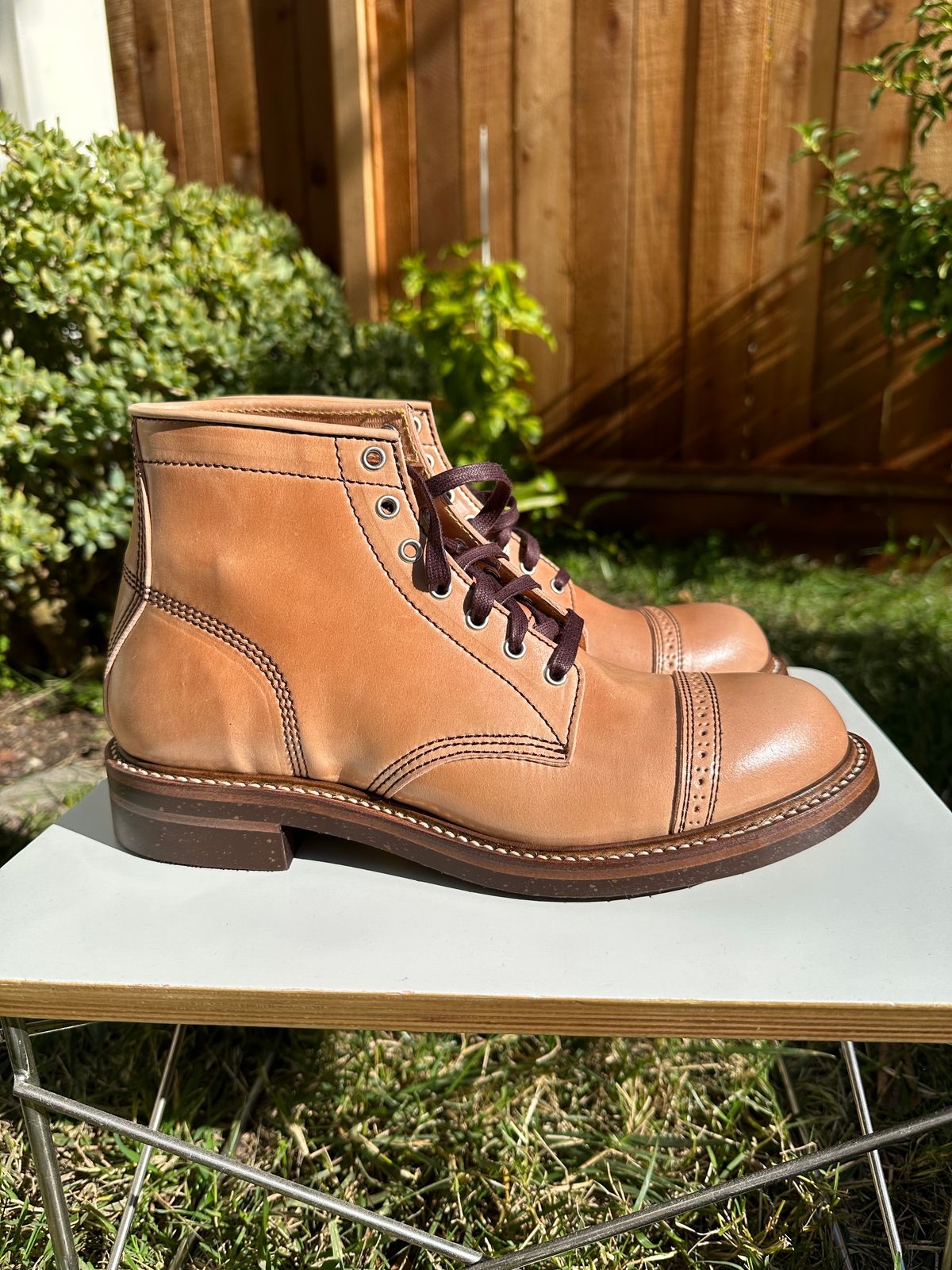 Photo by bankrobber on November 1, 2023 of the John Lofgren Combat Boots in Shinki Natural Shell Cordovan.