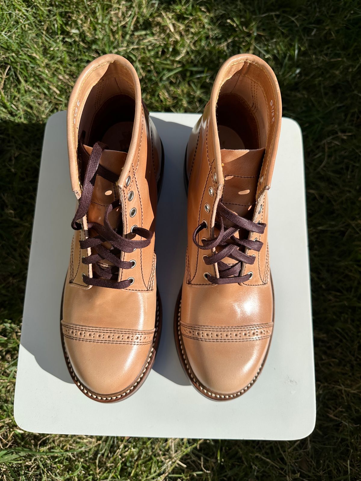 Photo by bankrobber on November 1, 2023 of the John Lofgren Combat Boots in Shinki Natural Shell Cordovan.