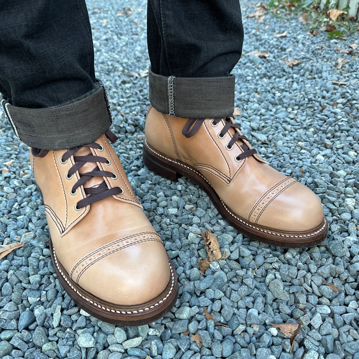 Photo by bankrobber on November 2, 2023 of the John Lofgren Combat Boots in Shinki Natural Shell Cordovan.