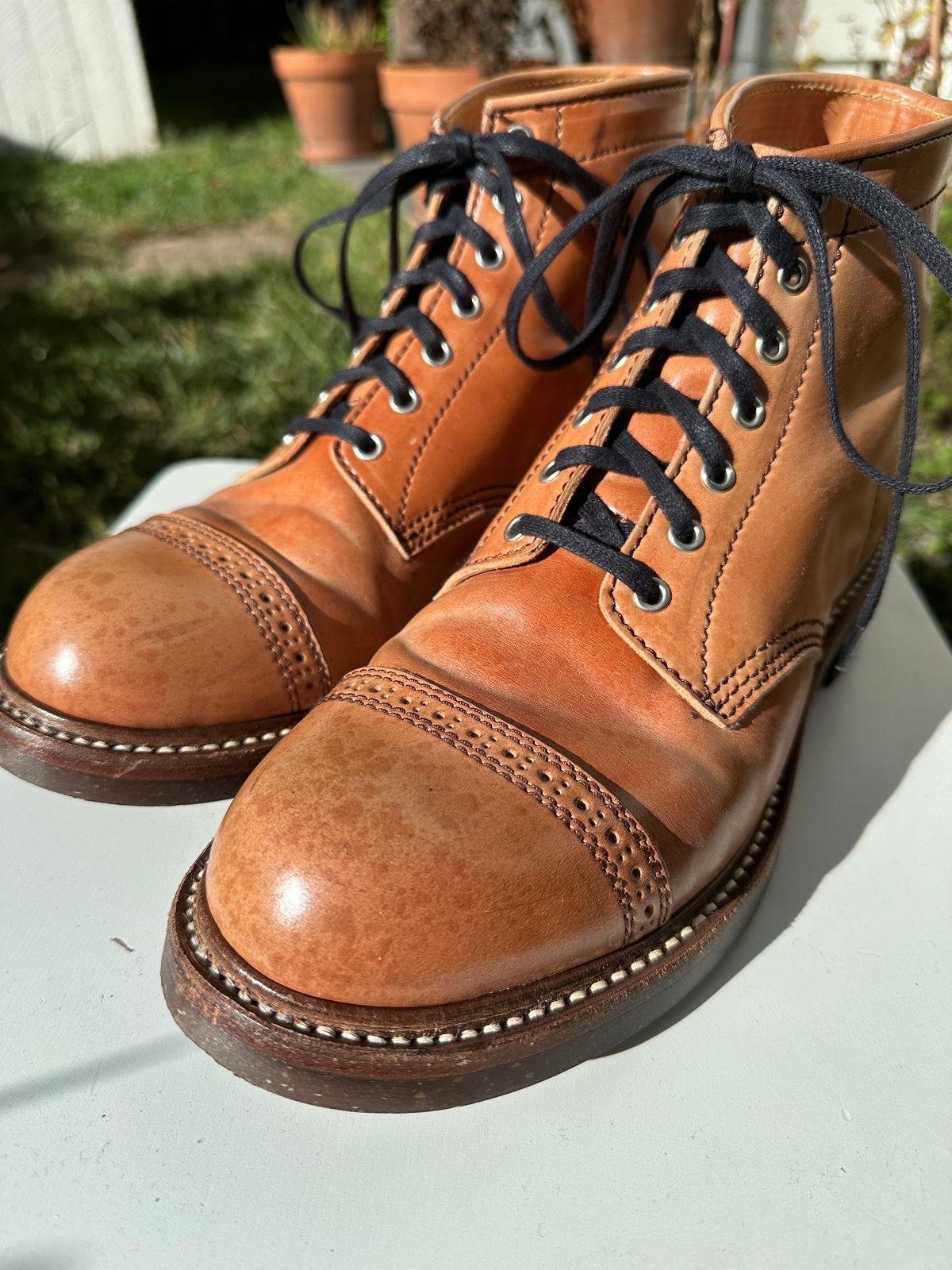 Photo by bankrobber on December 4, 2023 of the John Lofgren Combat Boots in Shinki Natural Shell Cordovan.