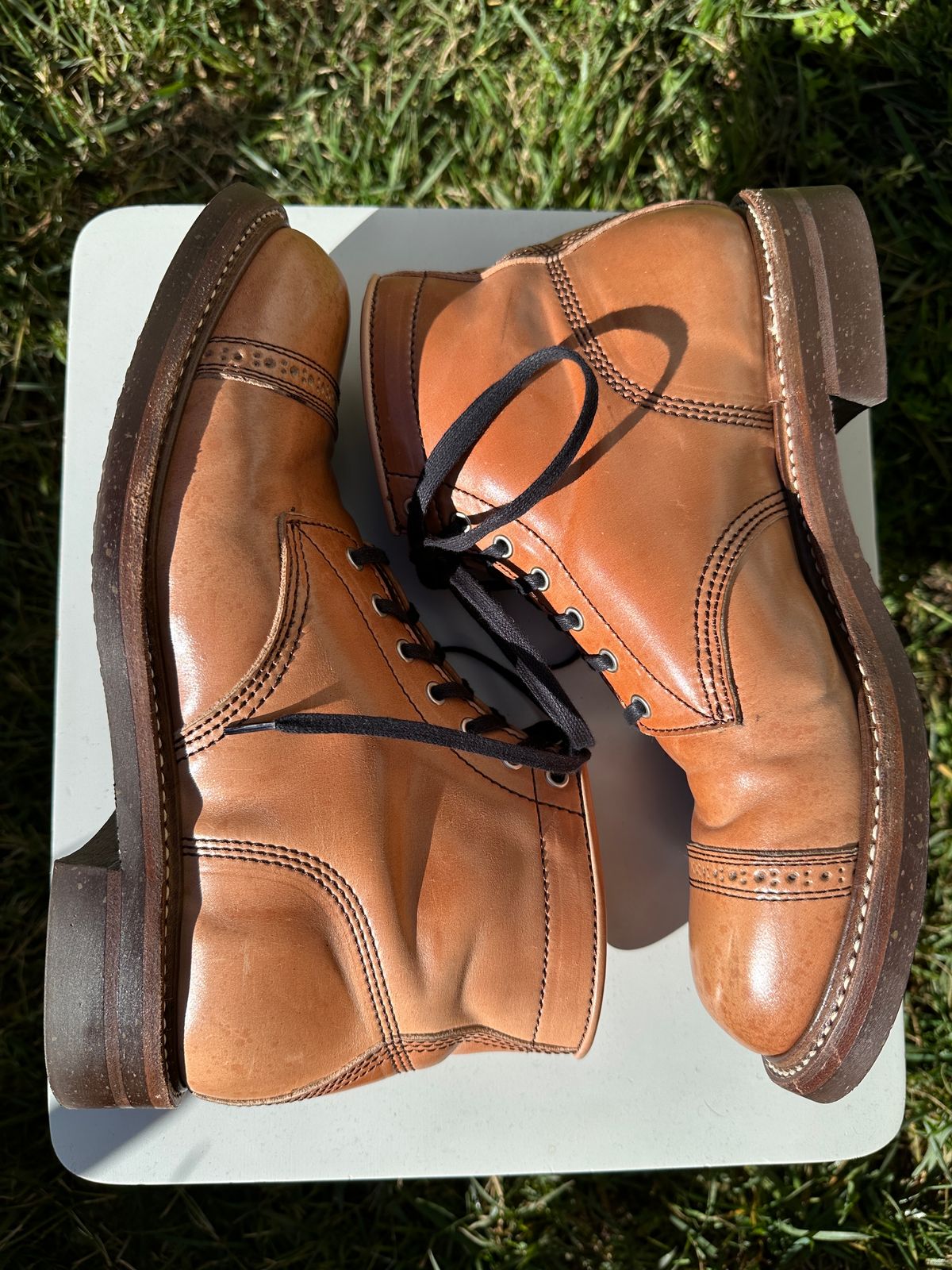 Photo by bankrobber on December 4, 2023 of the John Lofgren Combat Boots in Shinki Natural Shell Cordovan.