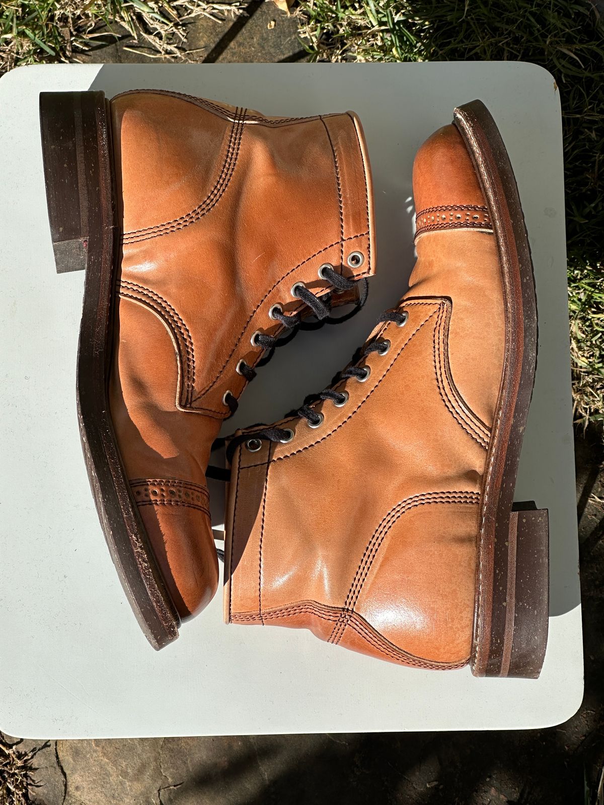 Photo by bankrobber on January 1, 2024 of the John Lofgren Combat Boots in Shinki Natural Shell Cordovan.