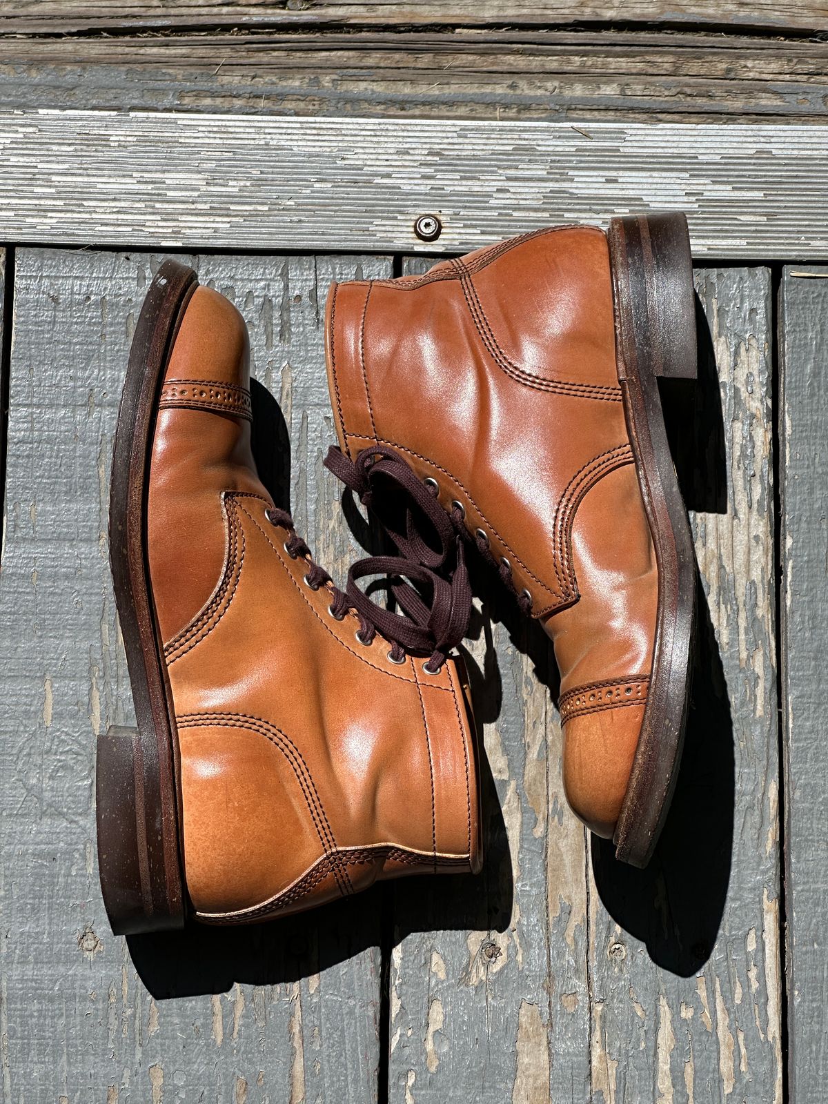 Photo by bankrobber on April 2, 2024 of the John Lofgren Combat Boots in Shinki Natural Shell Cordovan.