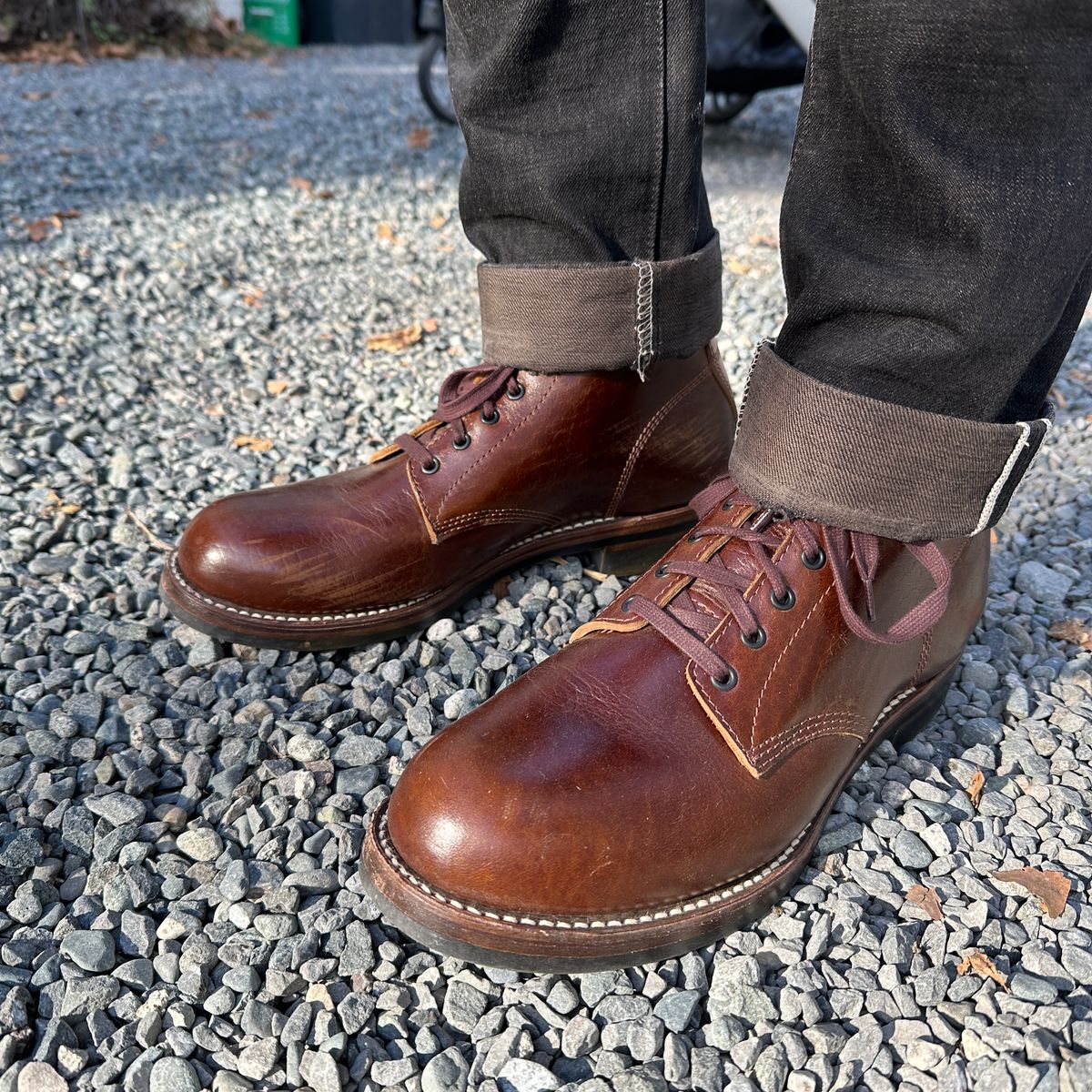Photo by bankrobber on November 1, 2023 of the John Lofgren Ludlow Boots in Shinki Timber Oiled Horsebutt.