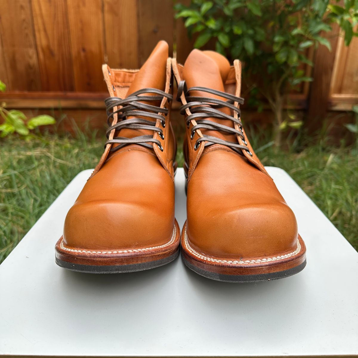 Photo by bankrobber on October 1, 2023 of the Viberg Service Boot in Horween Chestnut Essex.