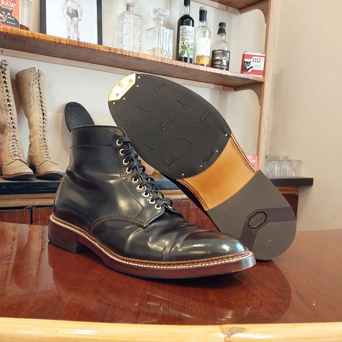 Photo by bankrobber on June 22, 2024 of the Alden x Leffot Walter in Horween Black Shell Cordovan.