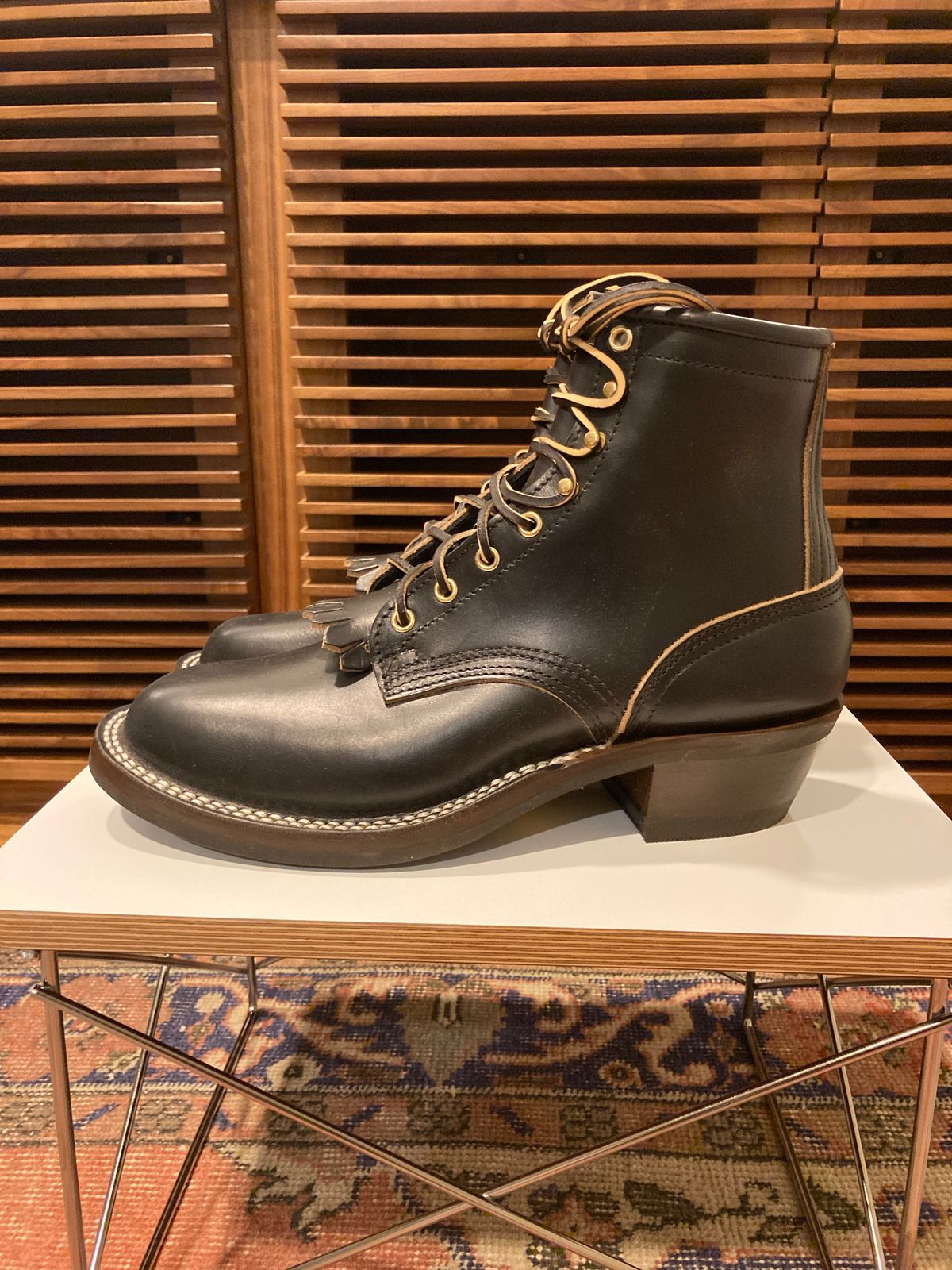 Photo by bankrobber on October 4, 2022 of the Nicks Packer in Horween Black Chromexcel.