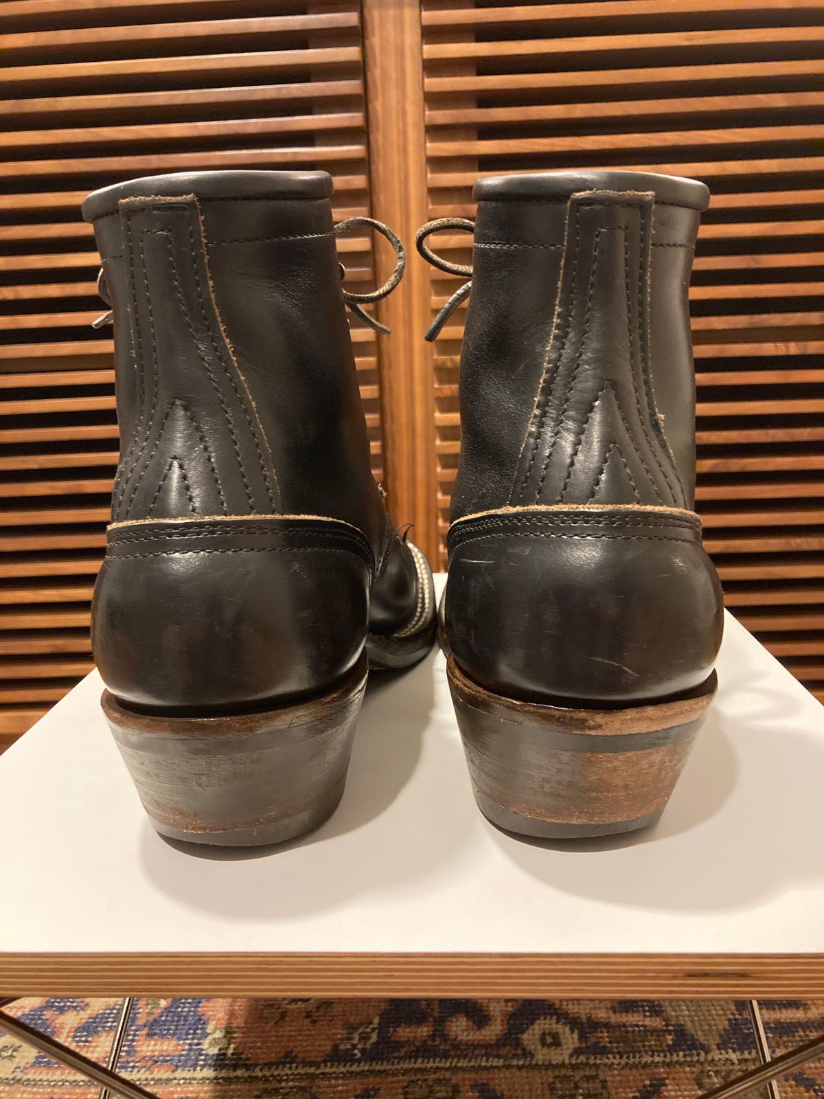 Photo by bankrobber on December 1, 2022 of the Nicks Packer in Horween Black Chromexcel.