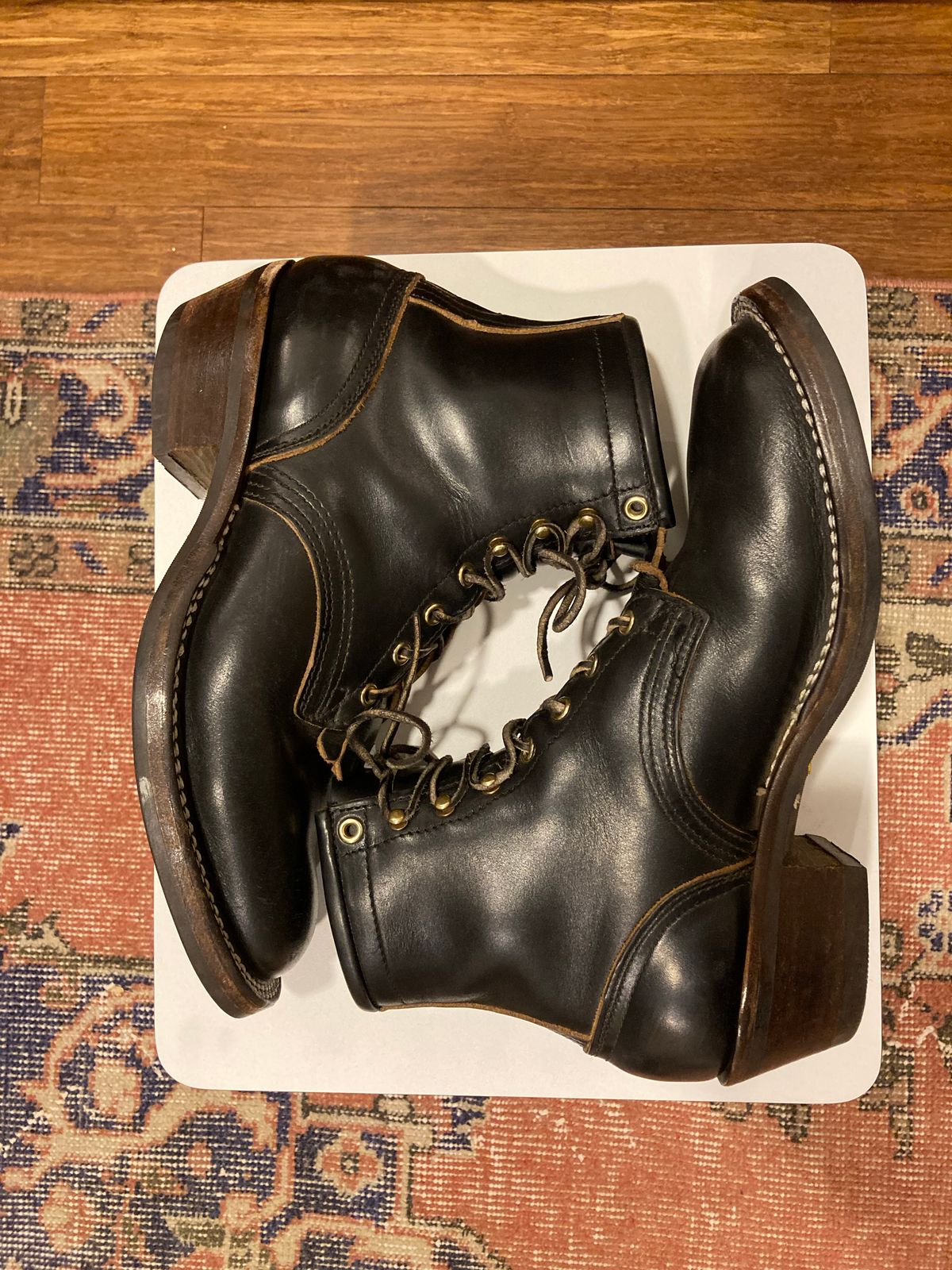 Photo by bankrobber on December 1, 2022 of the Nicks Packer in Horween Black Chromexcel.
