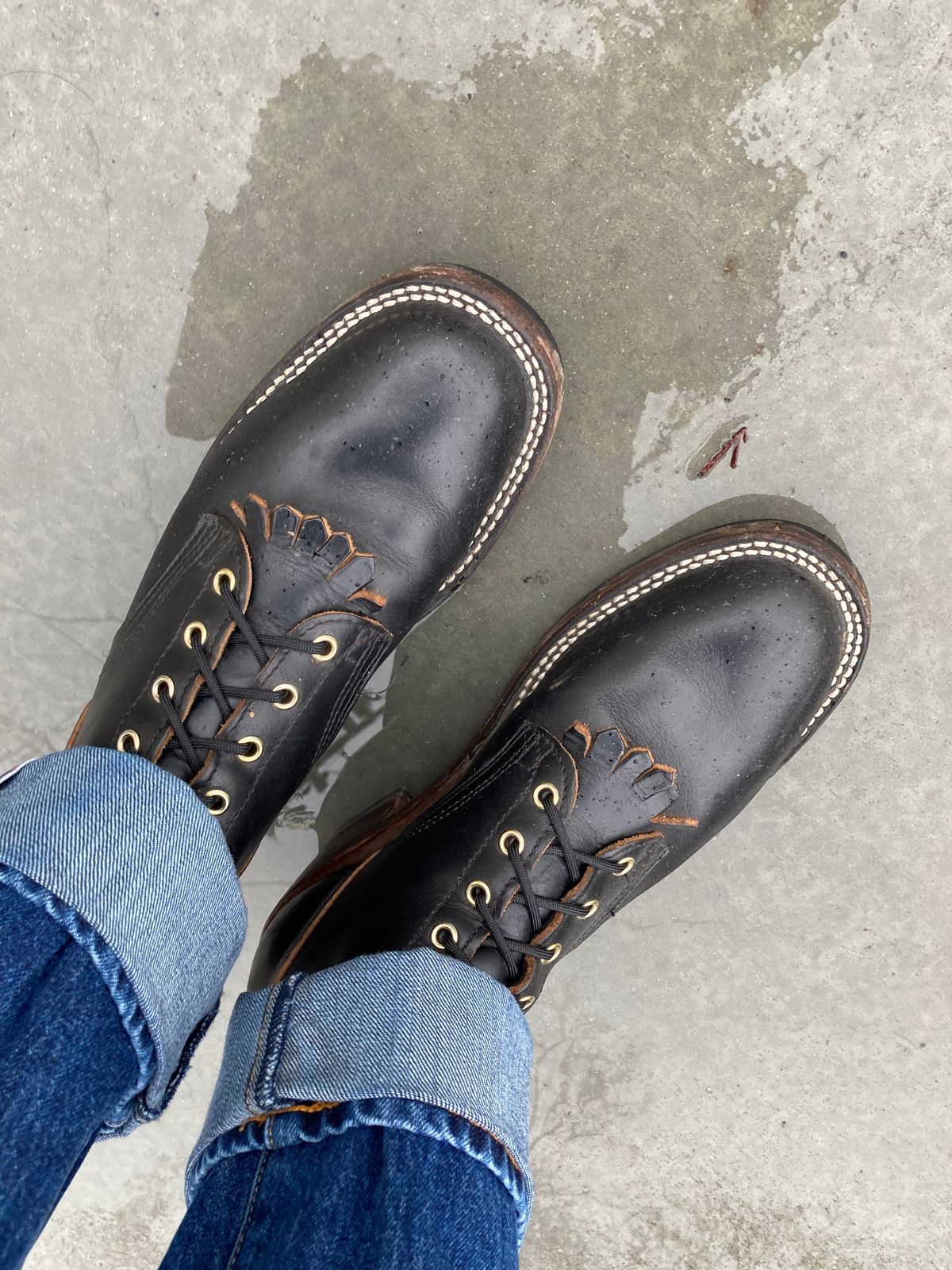 Photo by bankrobber on January 1, 2023 of the Nicks Packer in Horween Black Chromexcel.