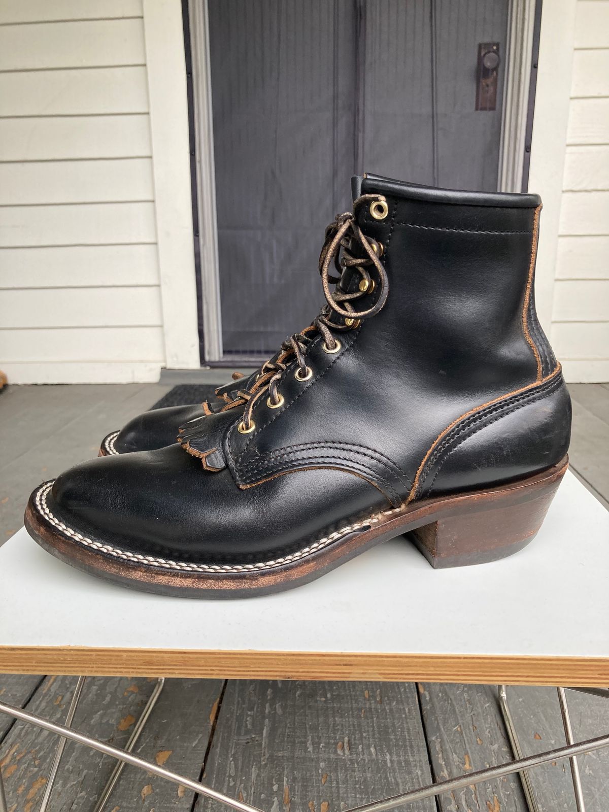 Photo by bankrobber on January 1, 2023 of the Nicks Packer in Horween Black Chromexcel.