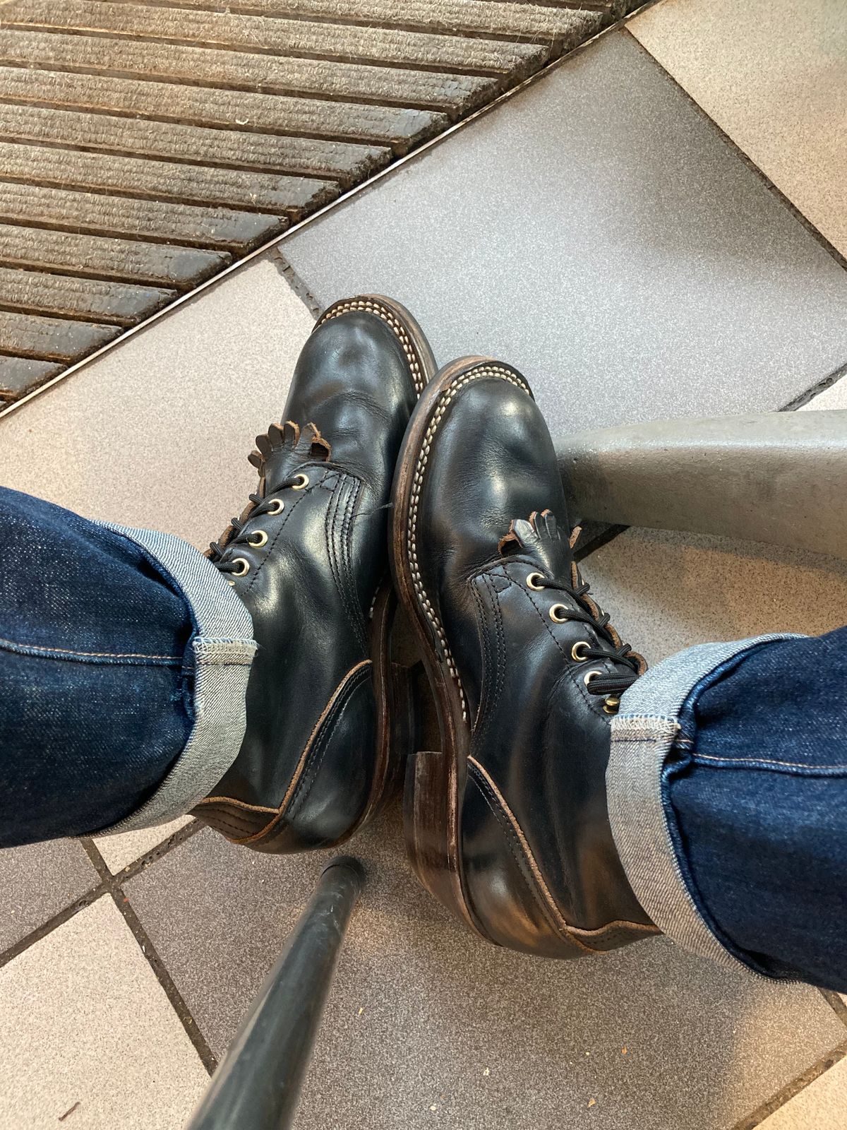 Photo by bankrobber on February 1, 2023 of the Nicks Packer in Horween Black Chromexcel.
