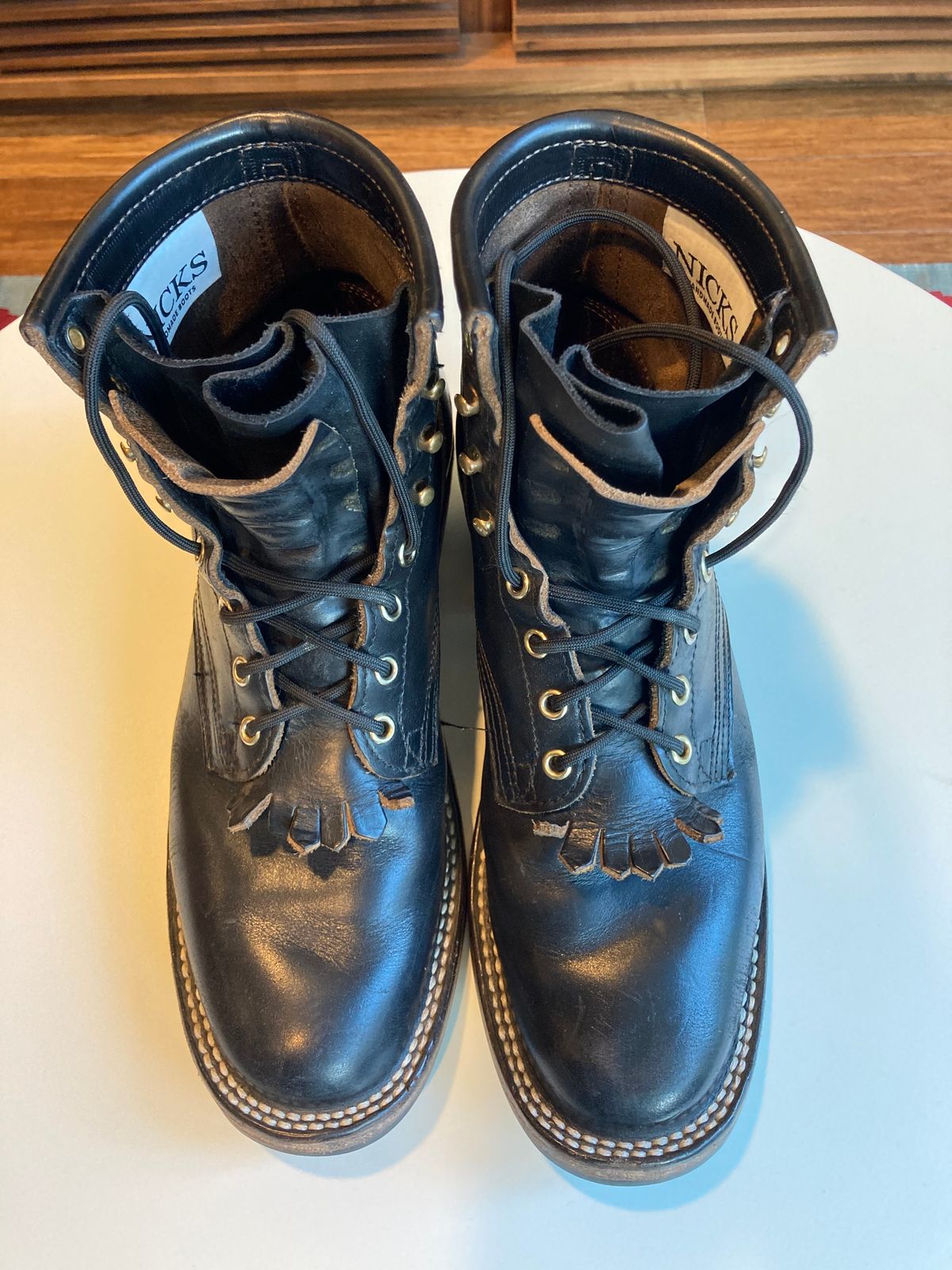 Photo by bankrobber on April 1, 2023 of the Nicks Packer in Horween Black Chromexcel.