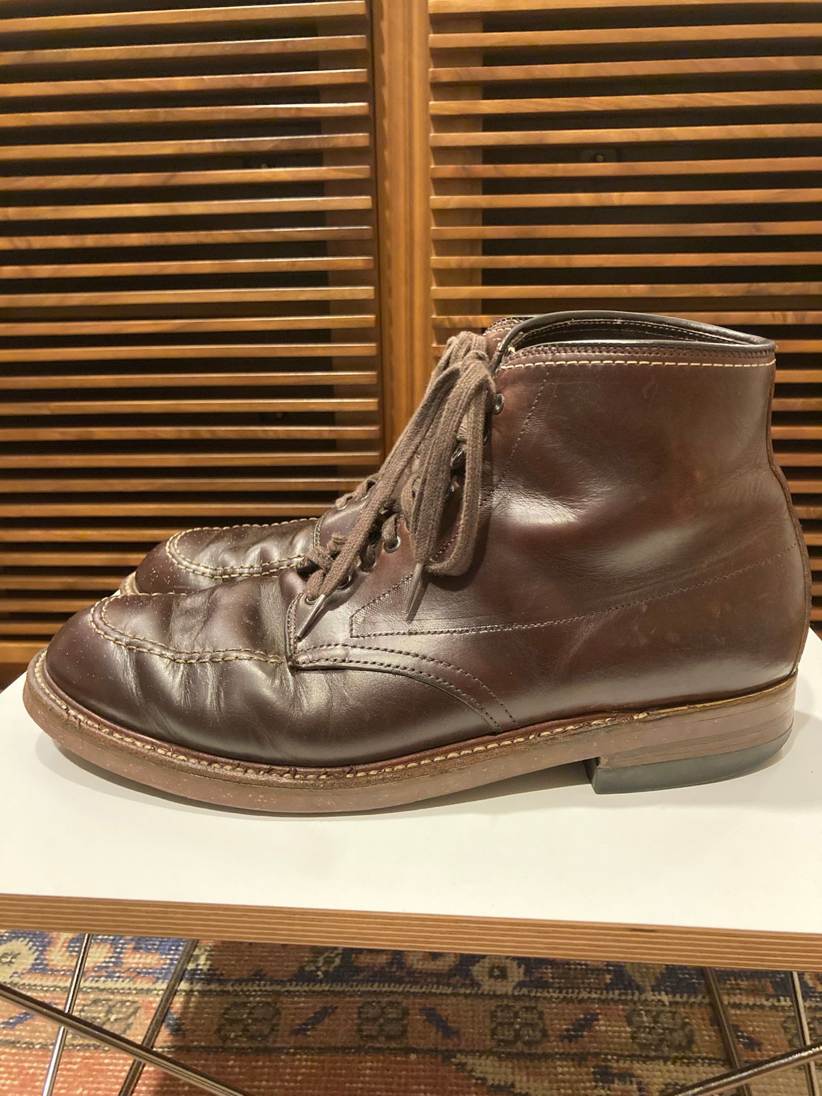 Photo by bankrobber on September 23, 2022 of the Alden Indy Boot in Horween Brown Chromexcel.
