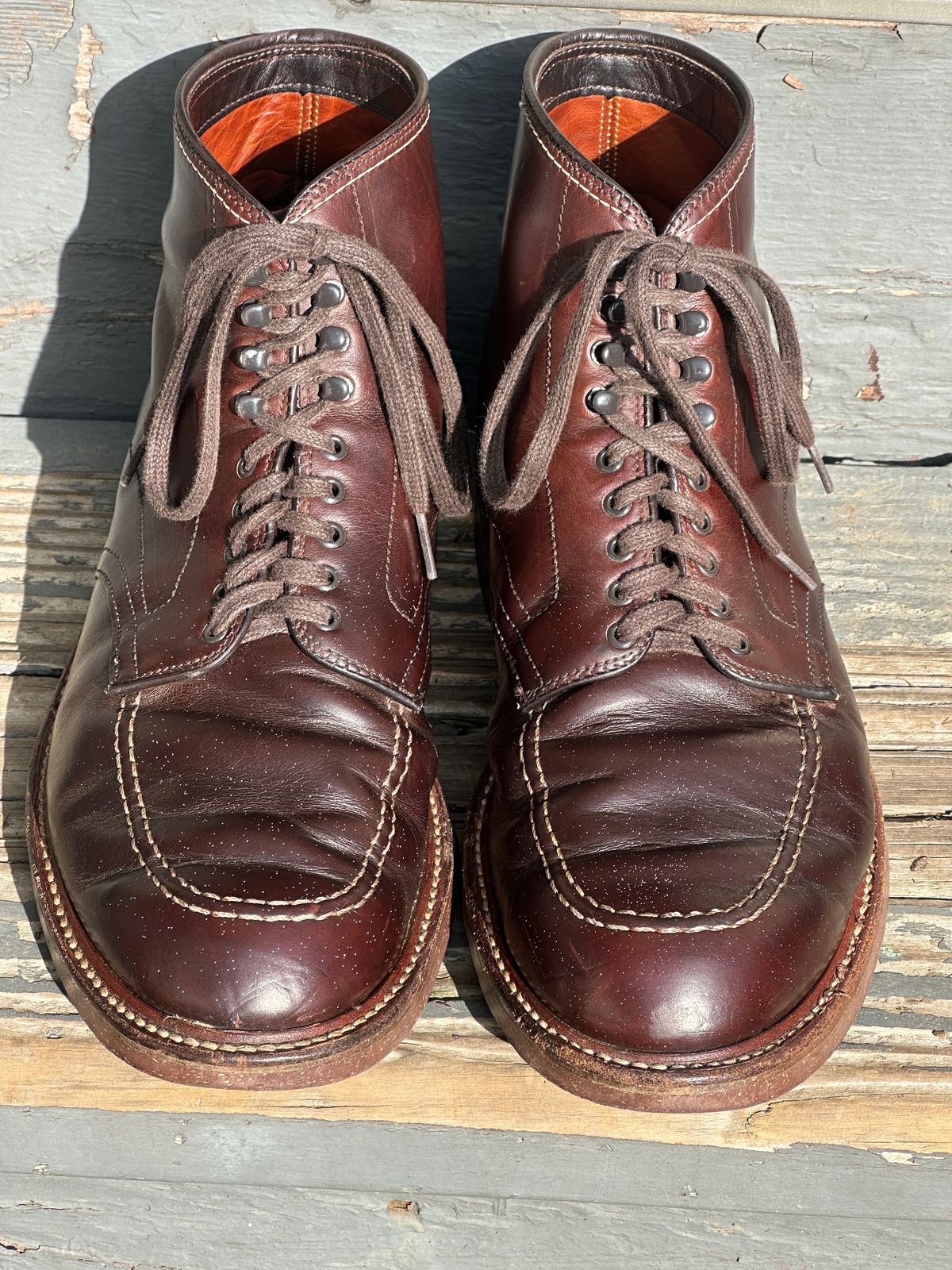 Photo by bankrobber on December 26, 2023 of the Alden Indy Boot in Horween Brown Chromexcel.