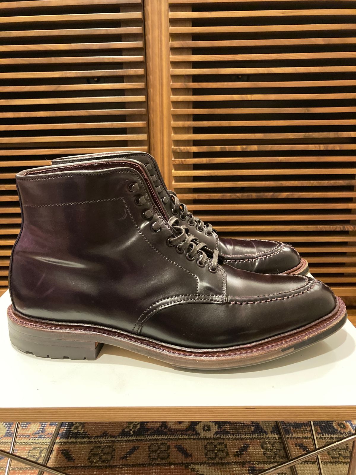 Photo by bankrobber on December 15, 2022 of the Alden Tanker Boot in Horween Color 8 Shell Cordovan.