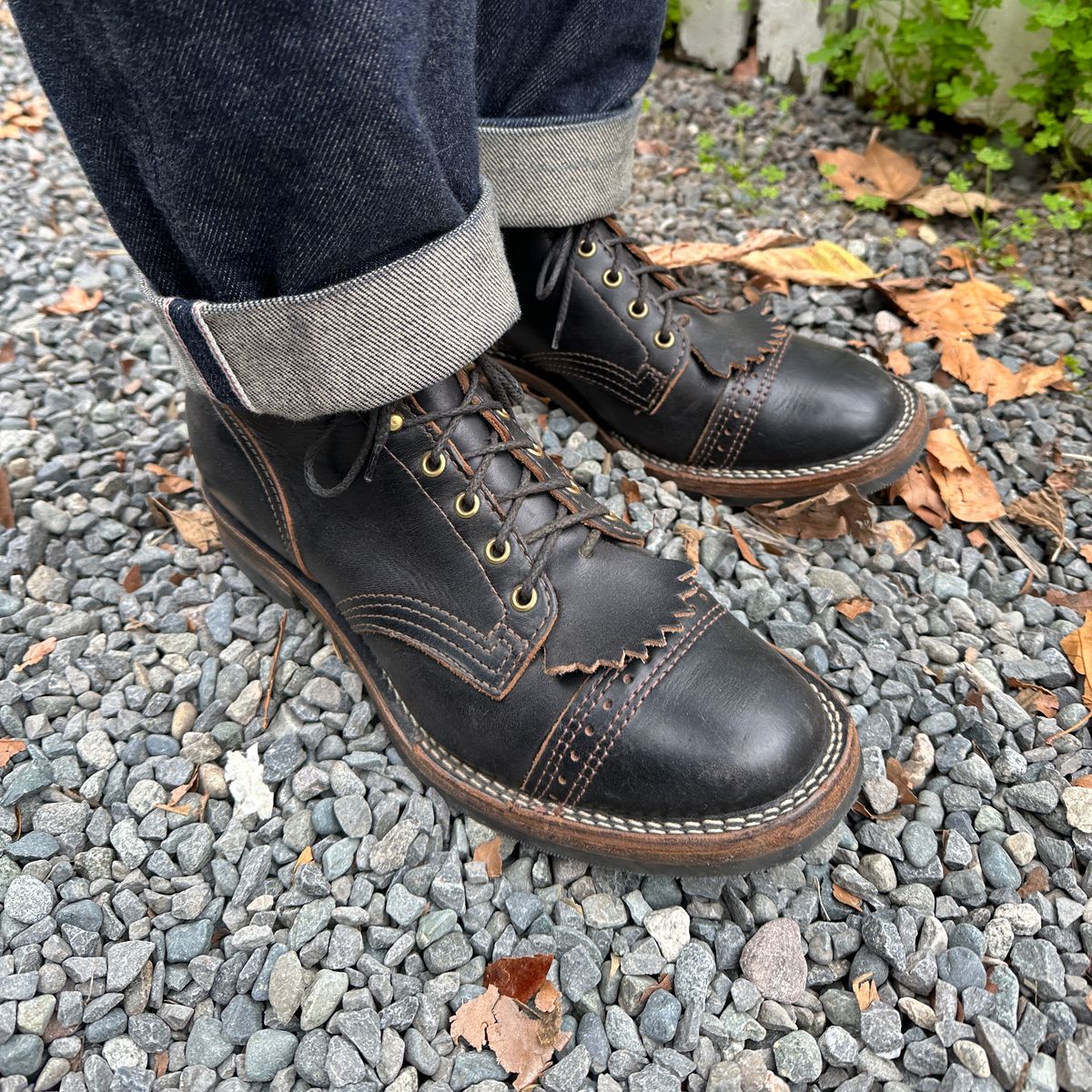 Photo by bankrobber on December 8, 2025 of the Wesco x S&S Axe Breaker in Maryam Black Horsehide.