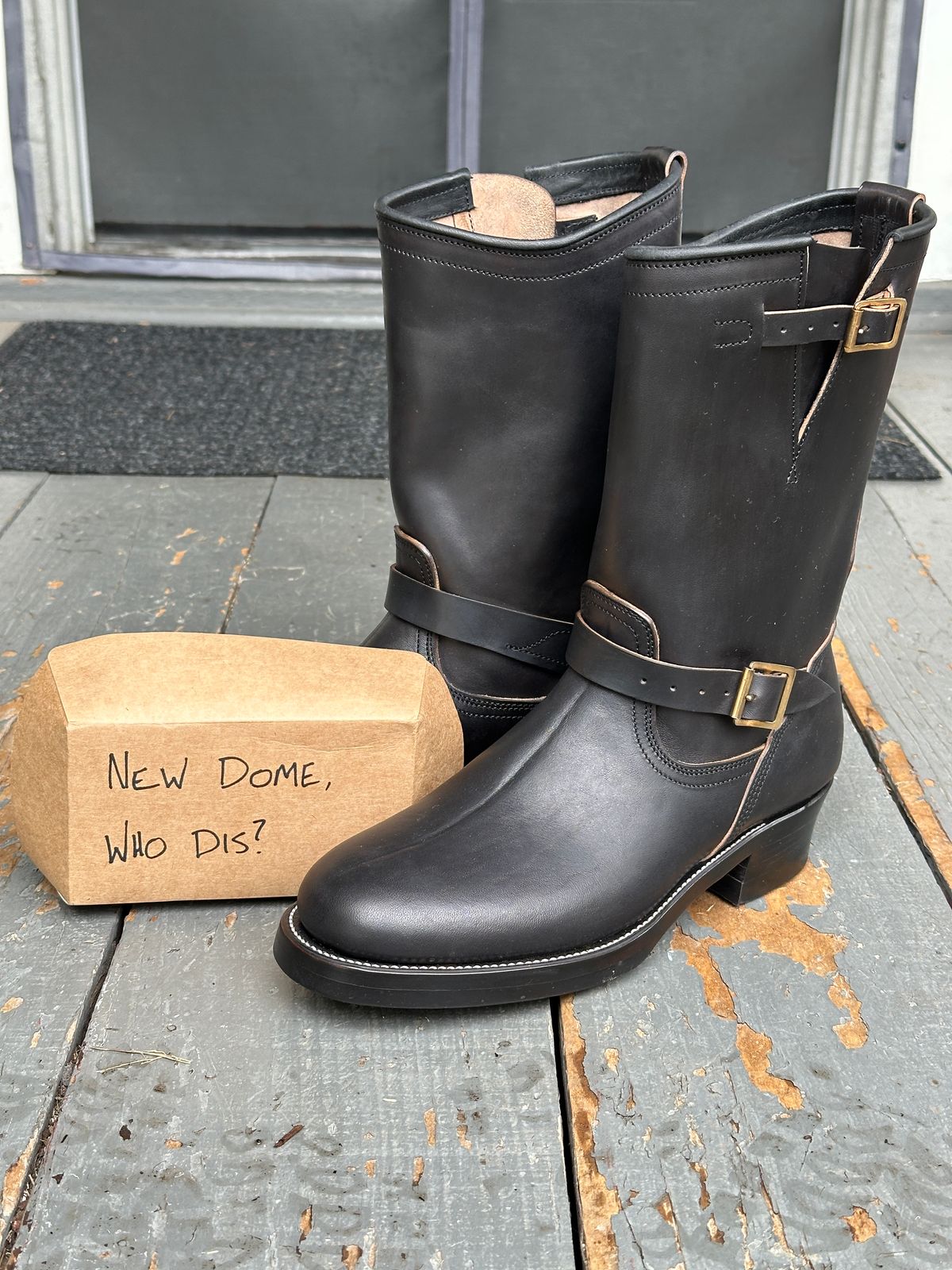 Photo by bankrobber on October 1, 2025 of the Unsung U 22-2 Engineer Boot in Maryam Toscanello Horsebutt Overdyed Black.