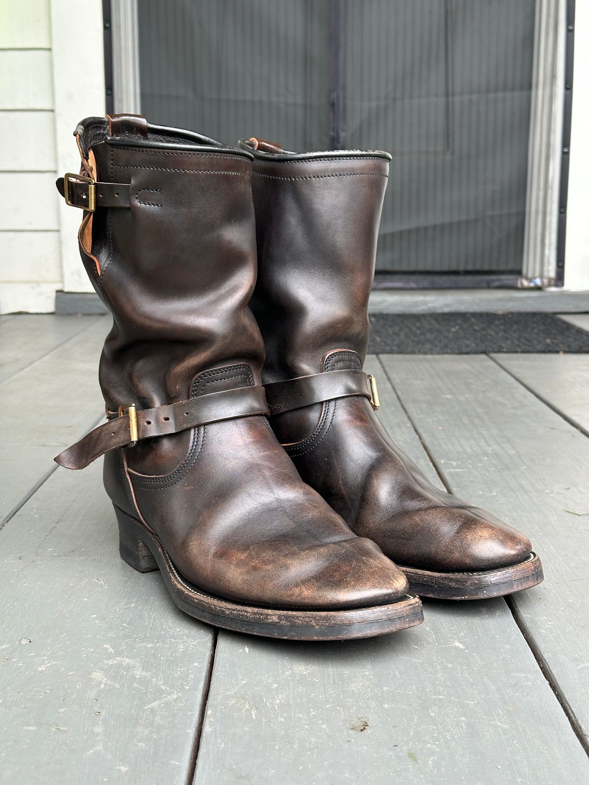 Photo by bankrobber on April 1, 2026 of the Unsung U 22-2 Engineer Boot in Maryam Toscanello Horsebutt Overdyed Black.