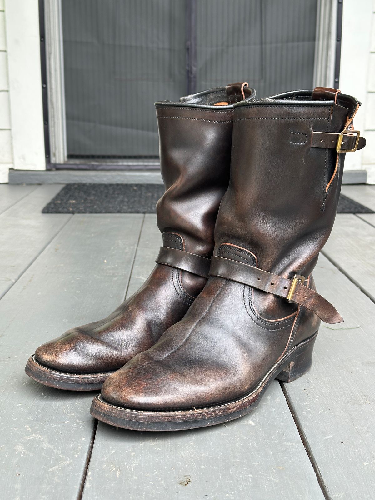 Photo by bankrobber on April 1, 2026 of the Unsung U 22-2 Engineer Boot in Maryam Toscanello Horsebutt Overdyed Black.