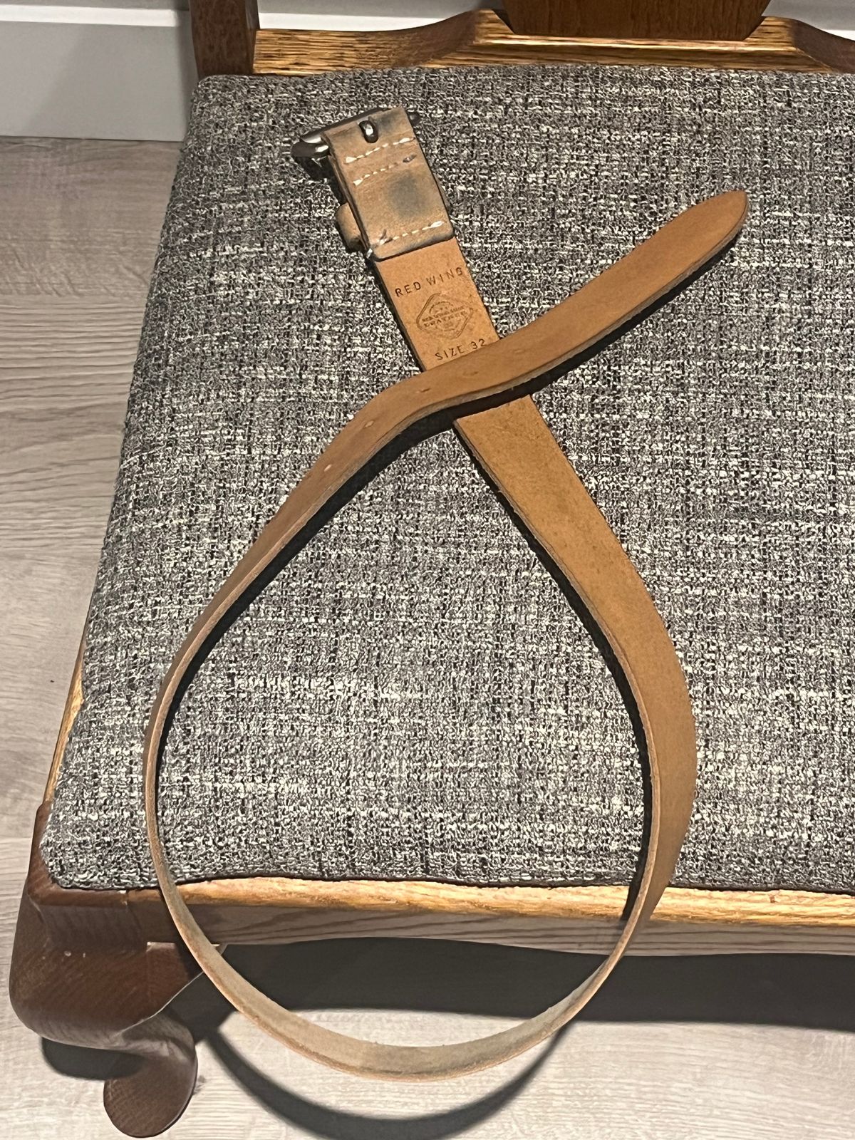 Photo by kaijucowboy on December 6, 2025 of the Red Wing Leather Belt in S.B. Foot Hawthorne Muleskinner.