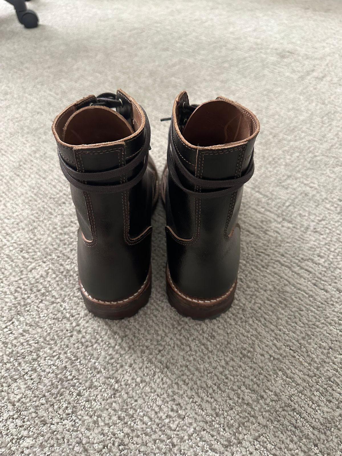 Photo by carey_francis on November 6, 2023 of the Thursday Logger in Horween Dark Brown Waxed Flesh.