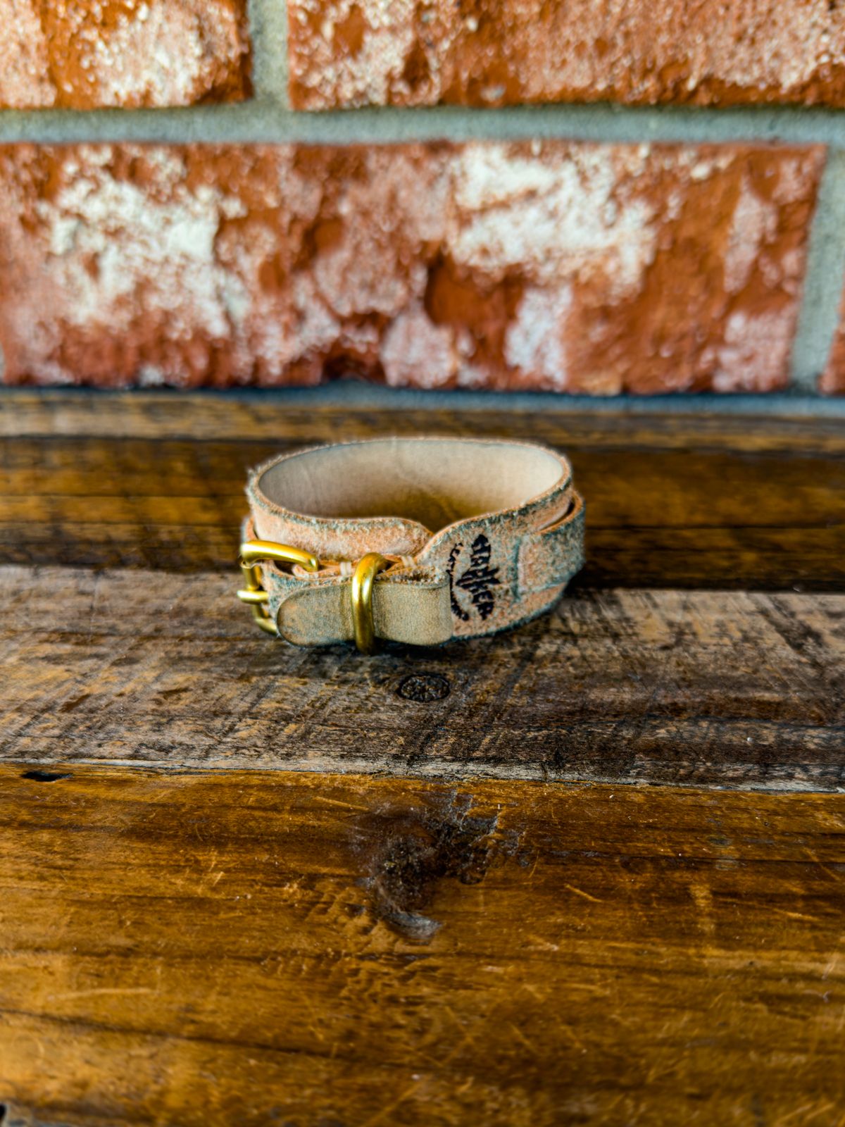 Photo by KVanDev on October 31, 2025 of the Harker Leatherworks Leather cuff in Unknown Natural Veg Tan Roughout.