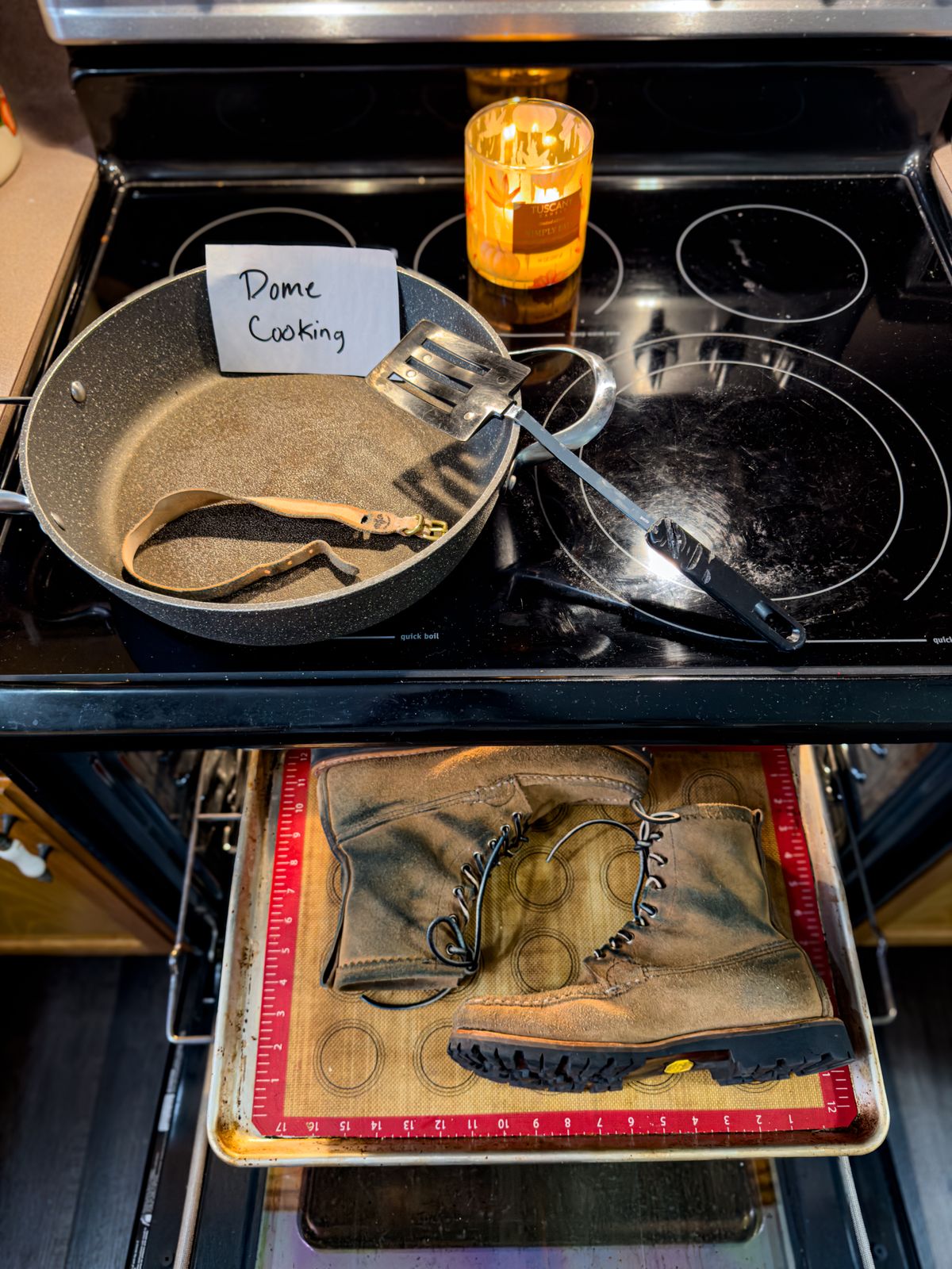 Photo by KVanDev on November 1, 2025 of the Harker Leatherworks Leather cuff in Unknown Natural Veg Tan Roughout.