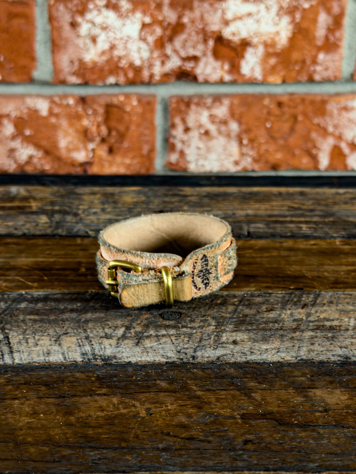 Photo by KVanDev on December 1, 2025 of the Harker Leatherworks Leather cuff in Unknown Natural Veg Tan Roughout.