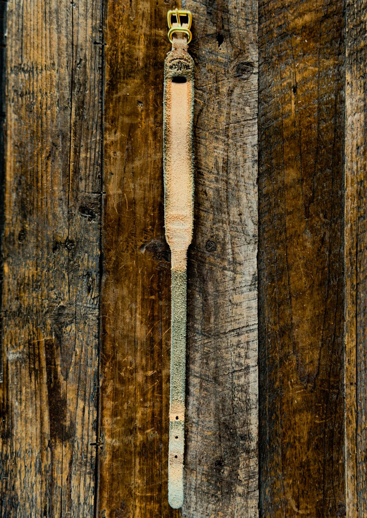 Photo by KVanDev on January 1, 2026 of the Harker Leatherworks Leather cuff in Unknown Natural Veg Tan Roughout.