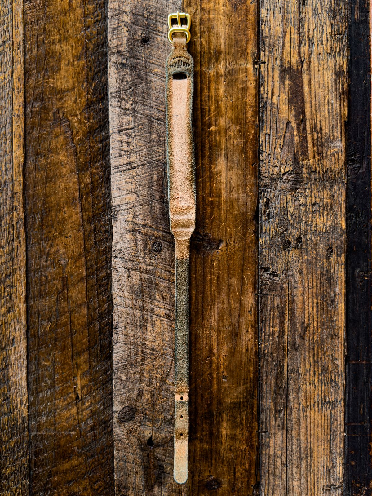Photo by KVanDev on April 5, 2026 of the Harker Leatherworks Leather cuff in Unknown Natural Veg Tan Roughout.