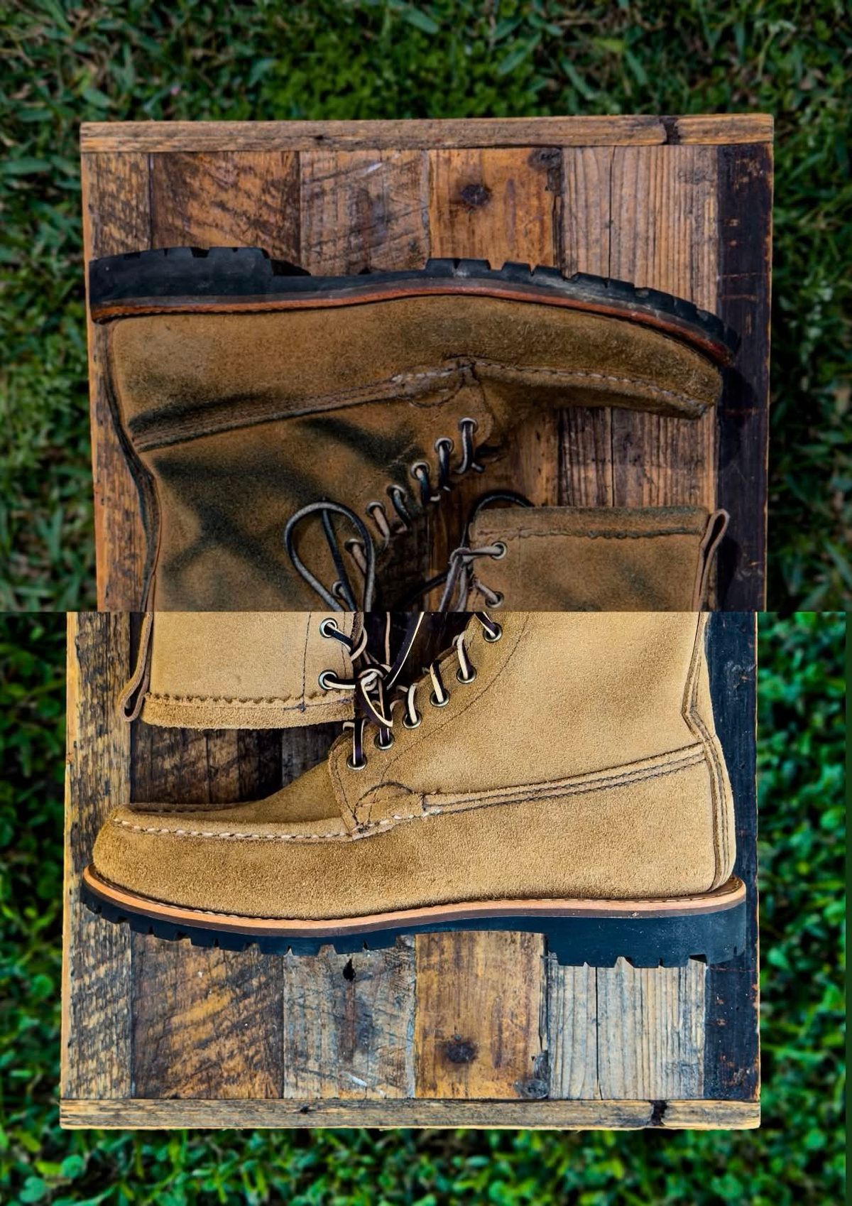 Photo by KVanDev on April 5, 2026 of the Russell Moccasin Co. Backcountry in Horween Marine Field Roughout.