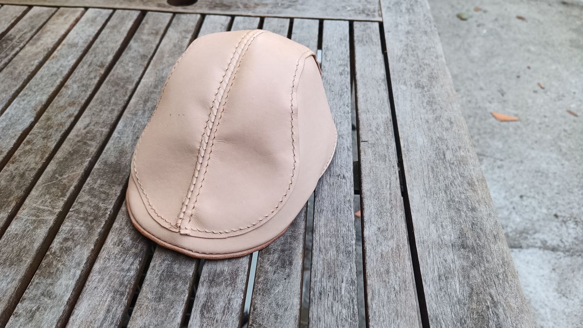 Photo by timmoffatt on September 18, 2025 of the Self-Made Flat Cap in Vegetable Tan.