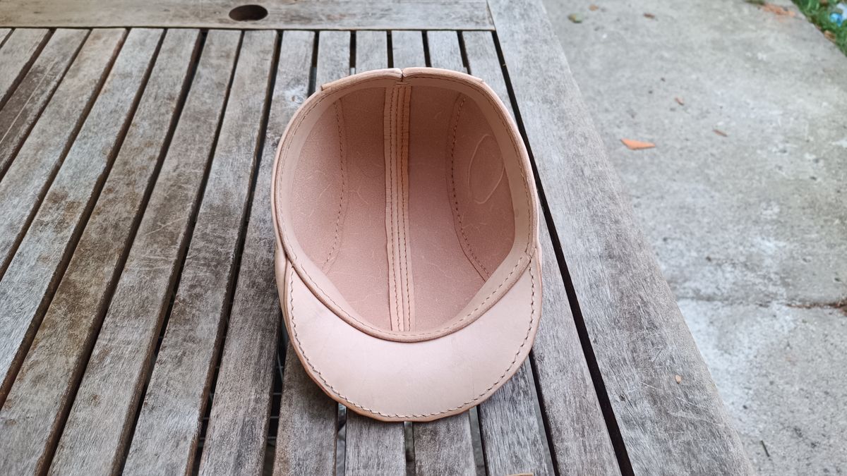 Photo by timmoffatt on September 18, 2025 of the Self-Made Flat Cap in Vegetable Tan.