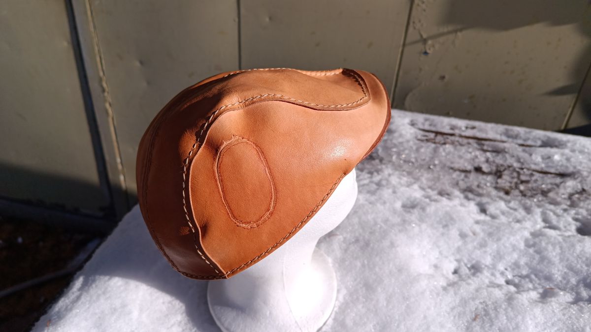 Photo by timmoffatt on December 1, 2025 of the Self-Made Flat Cap in Vegetable Tan.