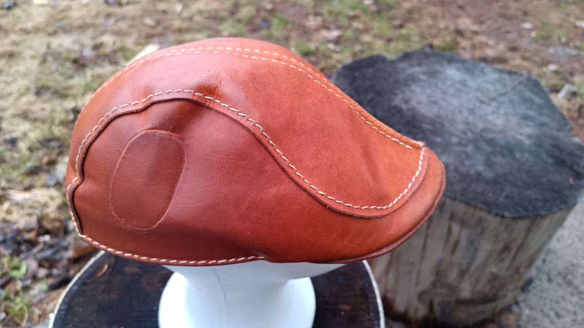 Photo by timmoffatt on April 5, 2026 of the Self-Made Flat Cap in Vegetable Tan.