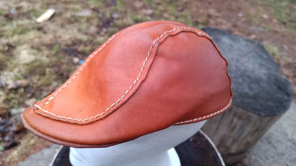 Photo by timmoffatt on April 5, 2026 of the Self-Made Flat Cap in Vegetable Tan.