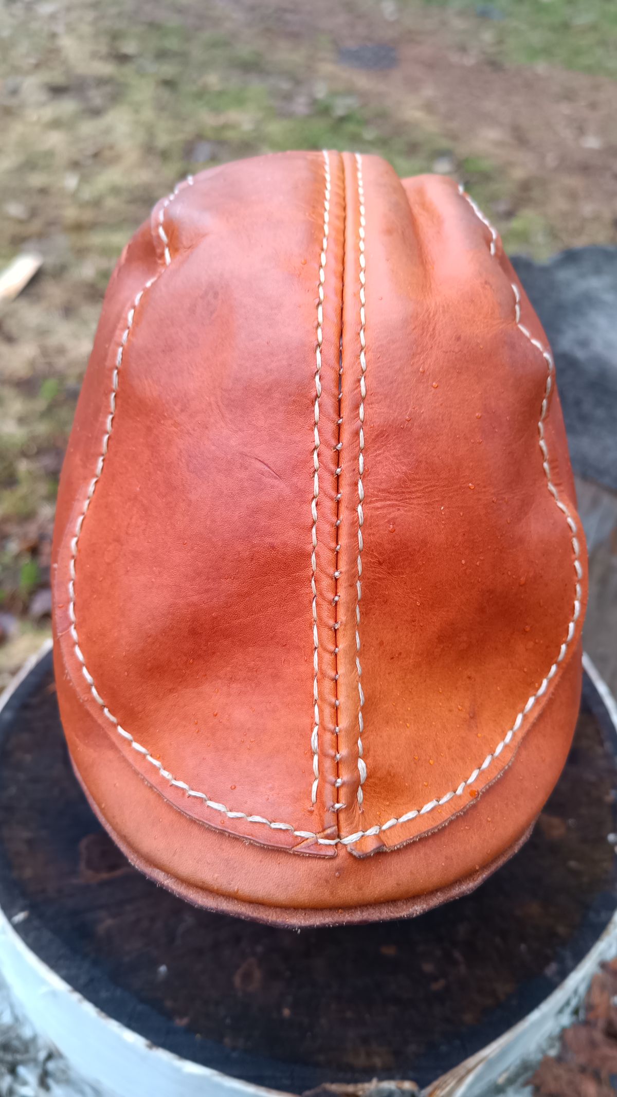 Photo by timmoffatt on April 5, 2026 of the Self-Made Flat Cap in Vegetable Tan.