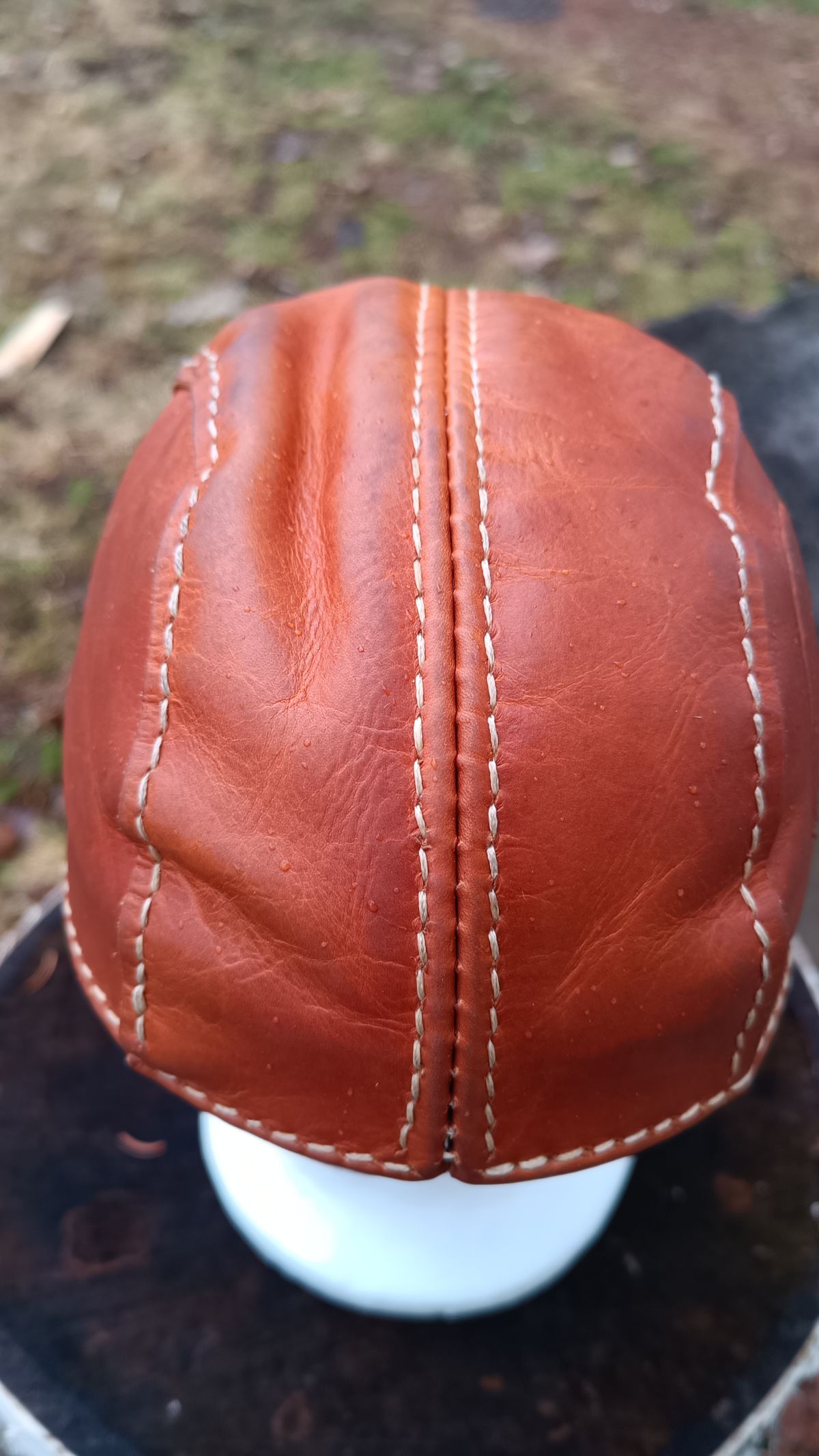 Photo by timmoffatt on April 5, 2026 of the Self-Made Flat Cap in Vegetable Tan.