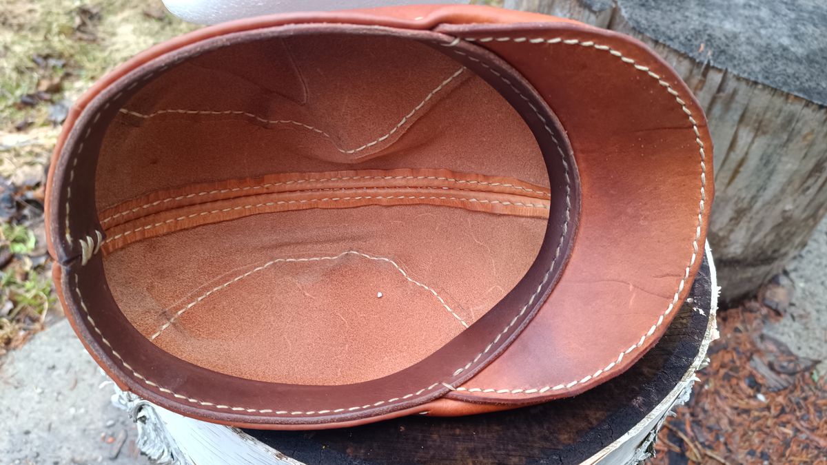 Photo by timmoffatt on April 5, 2026 of the Self-Made Flat Cap in Vegetable Tan.