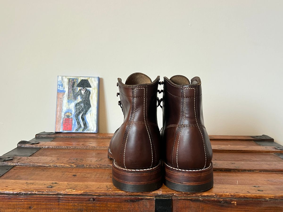 Photo by mluchterhand on November 5, 2025 of the Wolverine 1000 Mile Cap-Toe Boot in Horween Havana Brown Chromexcel.