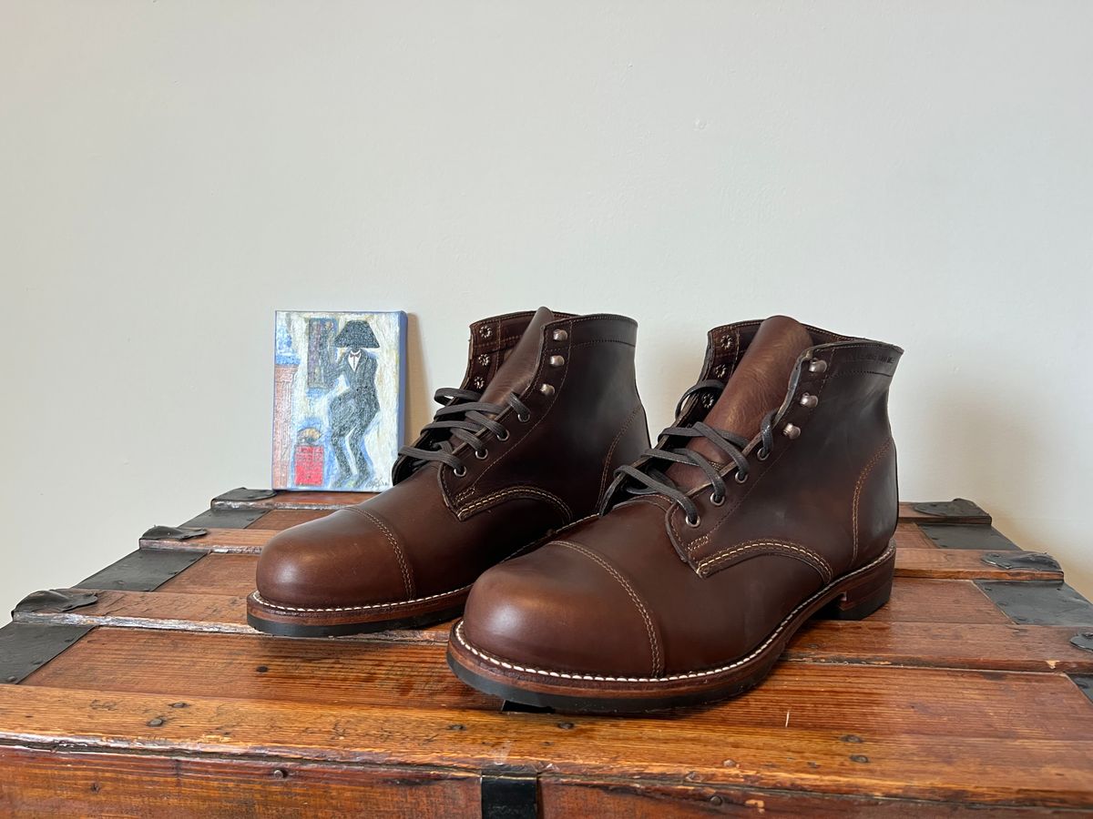 Photo by mluchterhand on November 5, 2025 of the Wolverine 1000 Mile Cap-Toe Boot in Horween Havana Brown Chromexcel.